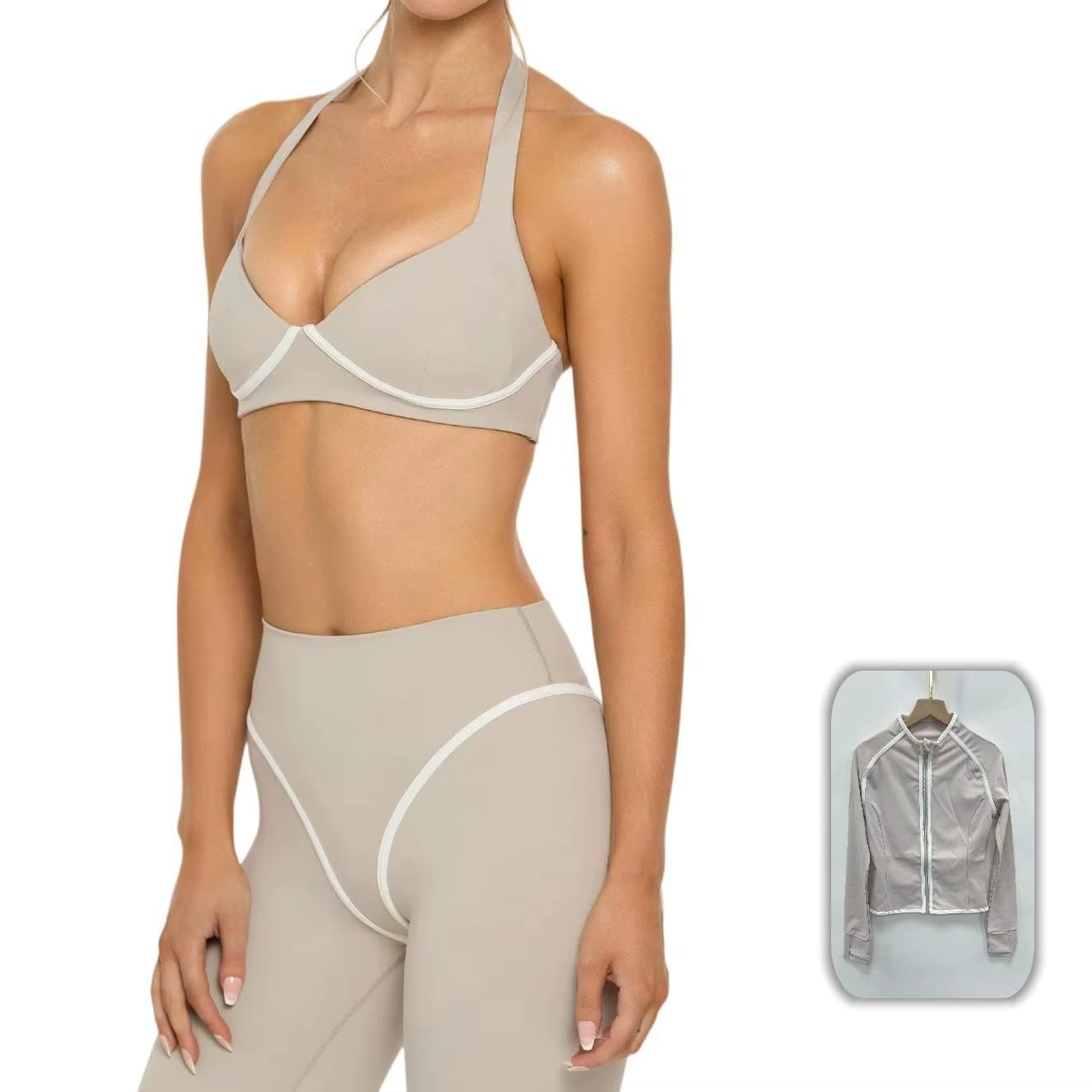 Conjunto Fitness Frente Única sem Costas para Yoga, Absorção de Choque, Confortável e Respirável para Esportes