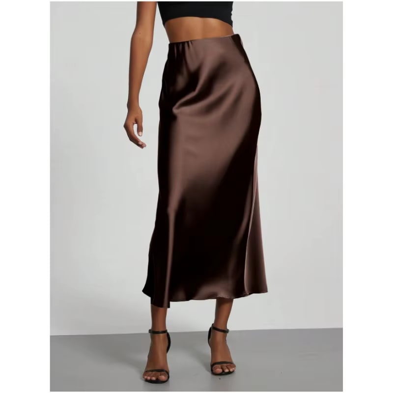 Vestido Midi de Cetim com Cintura Alta para Mulheres, Estilo Europeu e Americano, Saia Justa em Cauda de Peixe para a Primavera ODM OEM Sem avaliações nesse momento