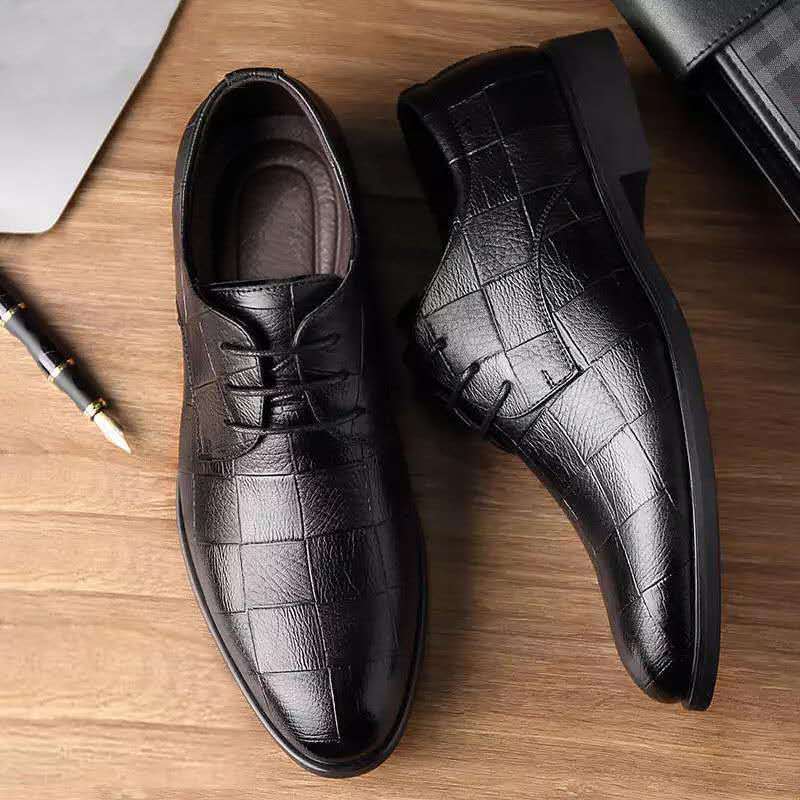 Sapatos Masculinos de Moda Formal para Negócios, Sapatos Casuais Masculinos com Cabedal em Couro PU