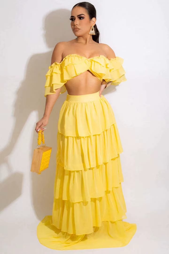 Conjunto feminino de duas peças em malha,