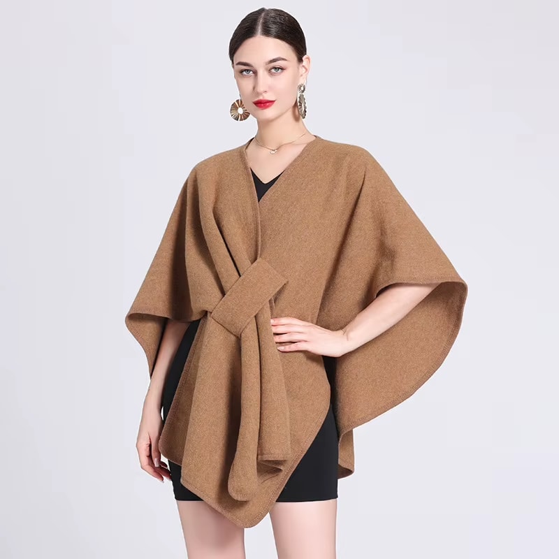 Nova Capa de Suéter Feminina de Inverno Elegante Lisa Tamanho Único Quente para Outono