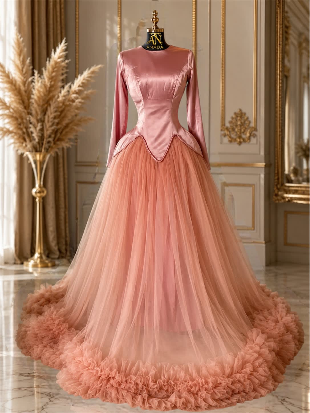 Blush pink bridal dress
