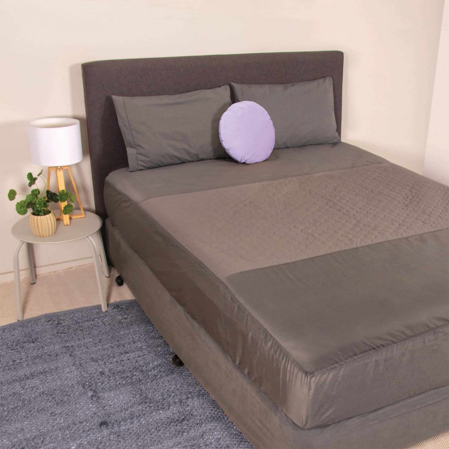 Conni Fitted Bed Pad Sheet - Double - Charcoal