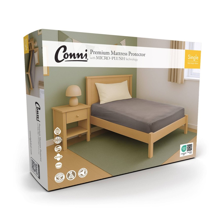 Conni Micro-Plush - Single Waterproof Fitted Sheet - Charcoal