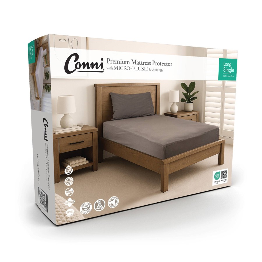 Conni Micro-Plush - Long Single Waterproof Fitted Sheet - Charcoal