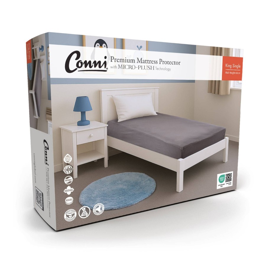 Conni Micro-Plush - King Single Waterproof Fitted Sheet - Charcoal