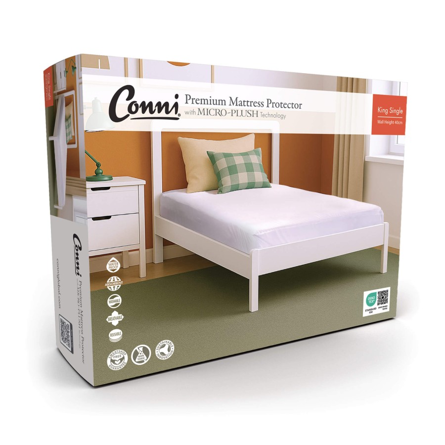 Conni Micro-Plush - King Single Waterproof Fitted Sheet - White