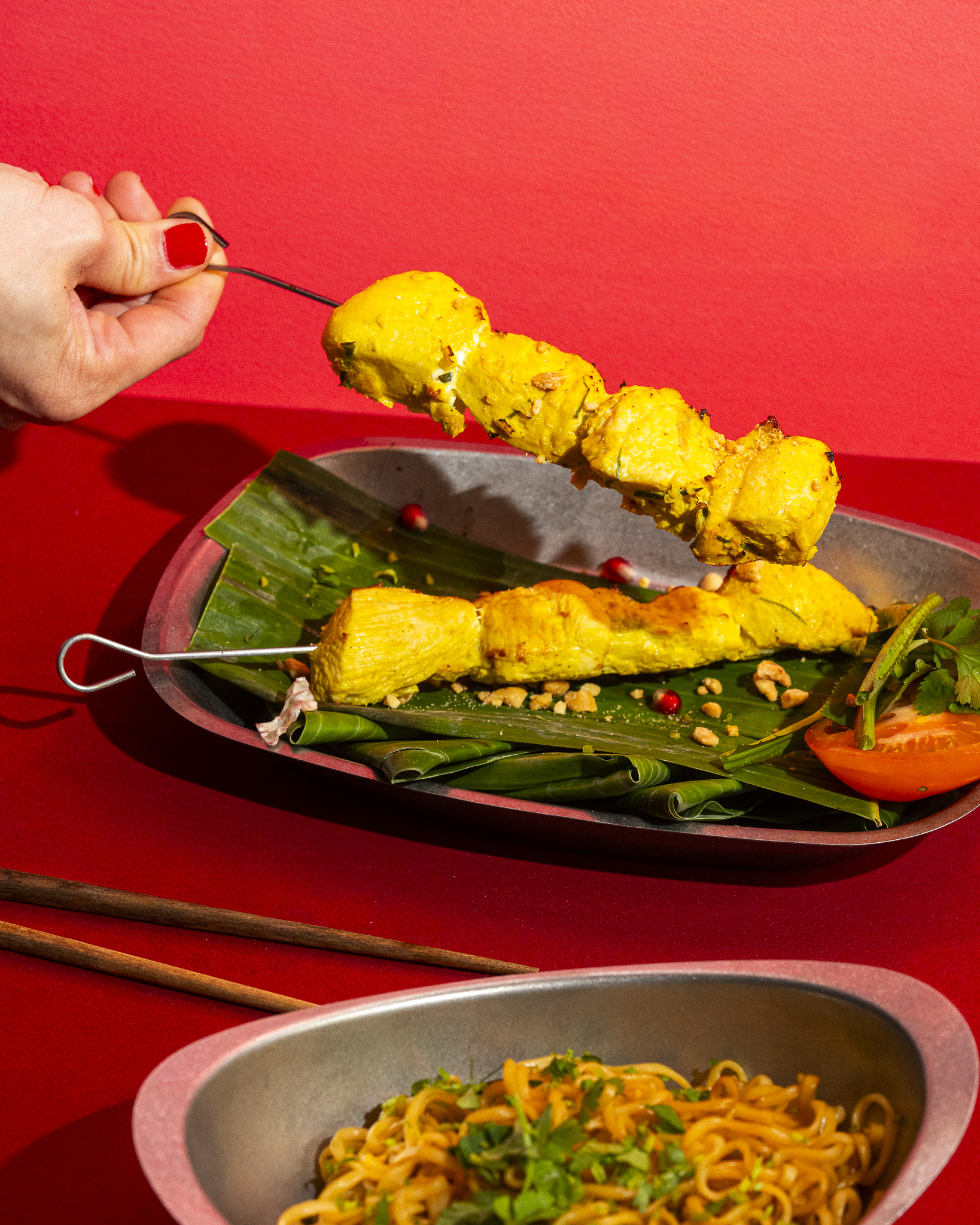 Brochette poulet citronnelle photographie culinaire