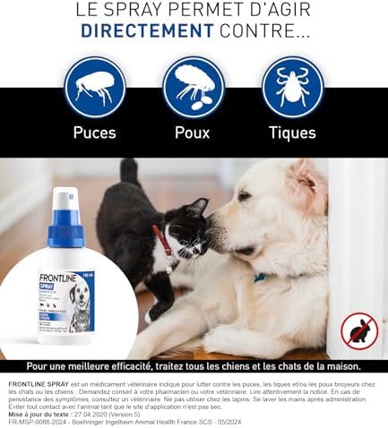 Vue 2 de Frontline Spray Chats Chiens
