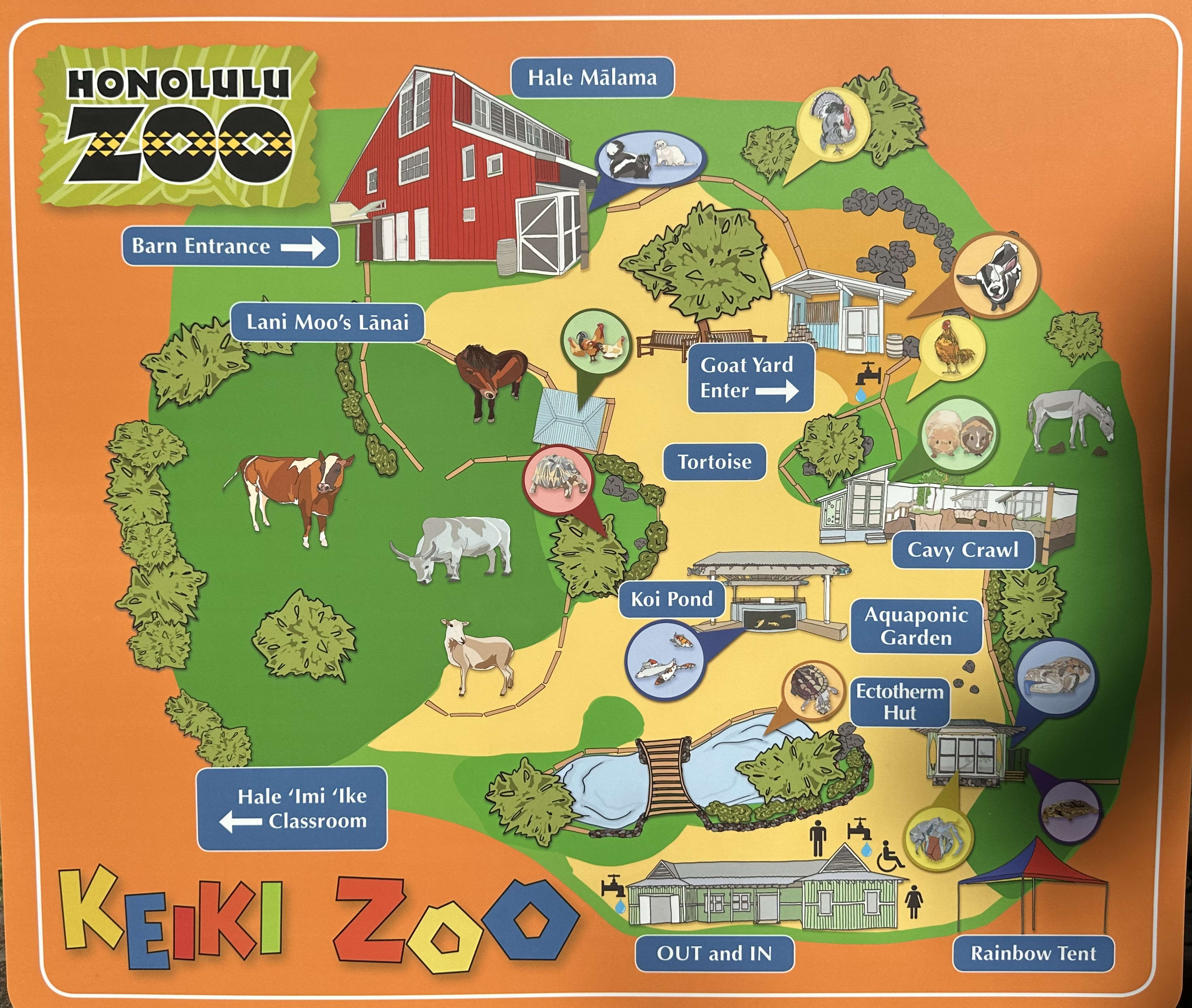 Map of the Keiki Zoo section at Honolulu Zoo