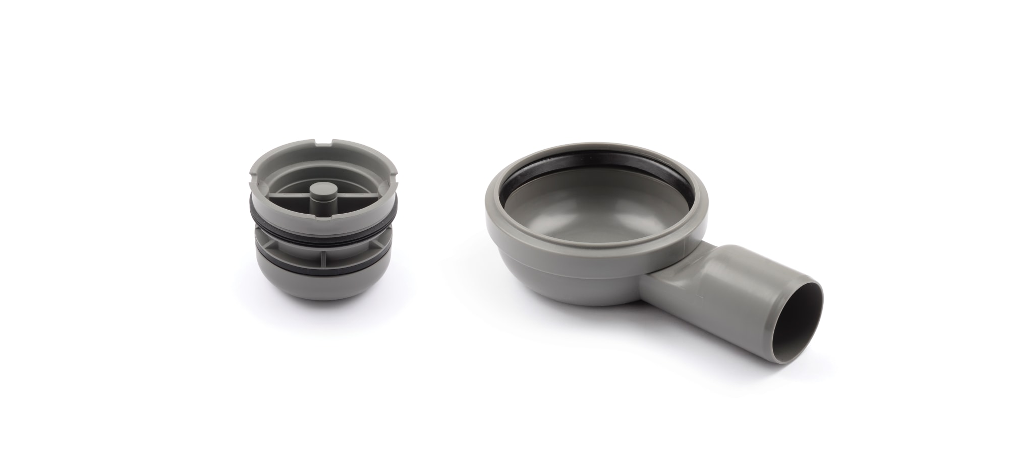 UNIDRAIN Utloppshus PSM50 Låg 50mm Grå PP - För Avlopp - RSK 7119905