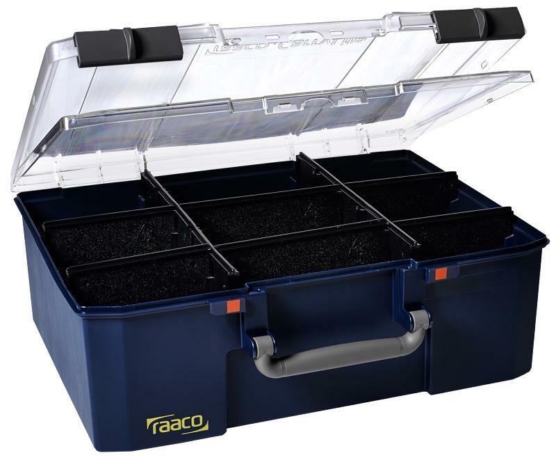 SORTIMENTBOX DUBBELLOCK 150-9 RAACO - Slagtålig förvaring med skiljeväggar