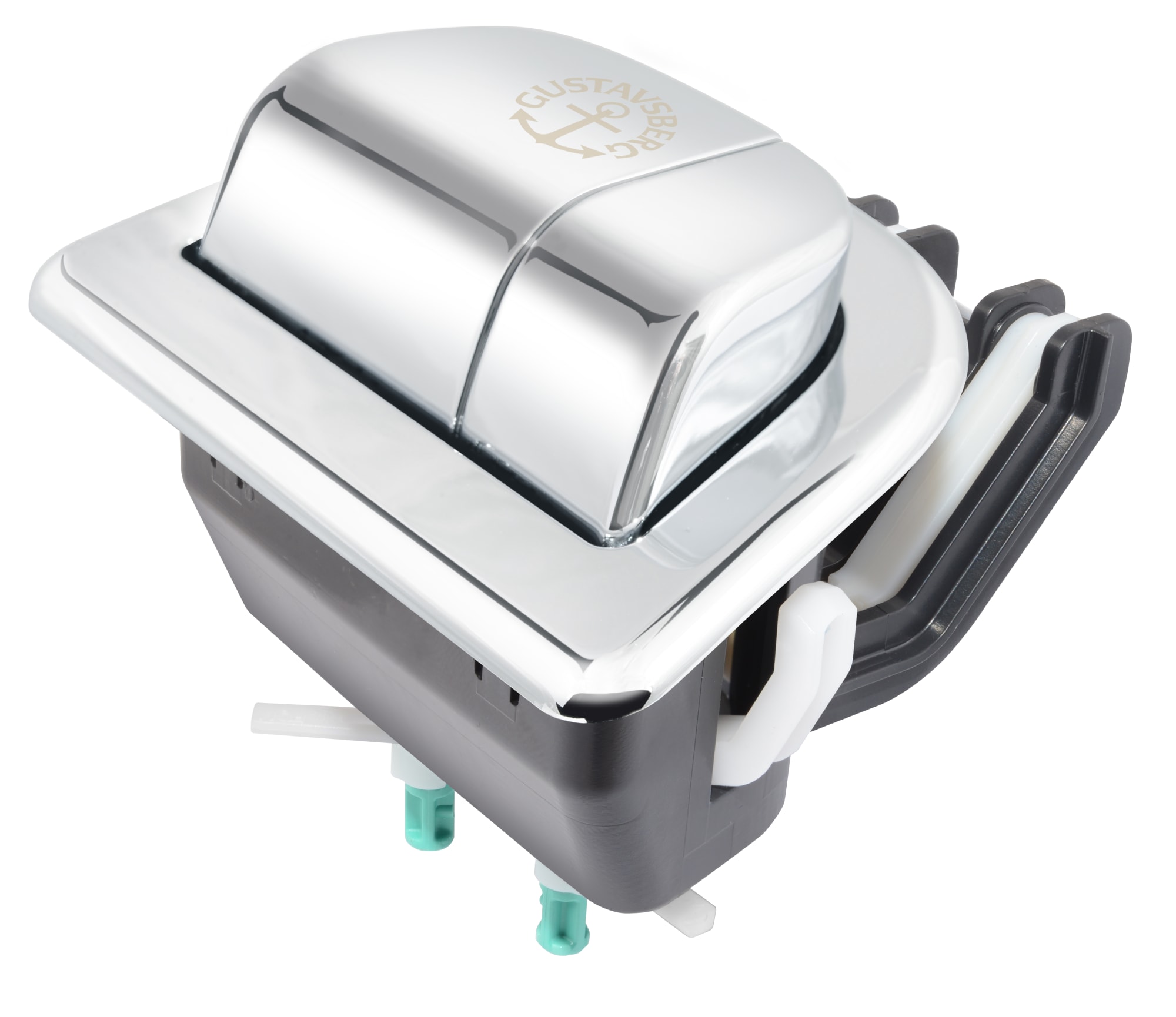 Knapphus Duo för WC Nautic, dubbelspolning, krom, Gustavsberg AB