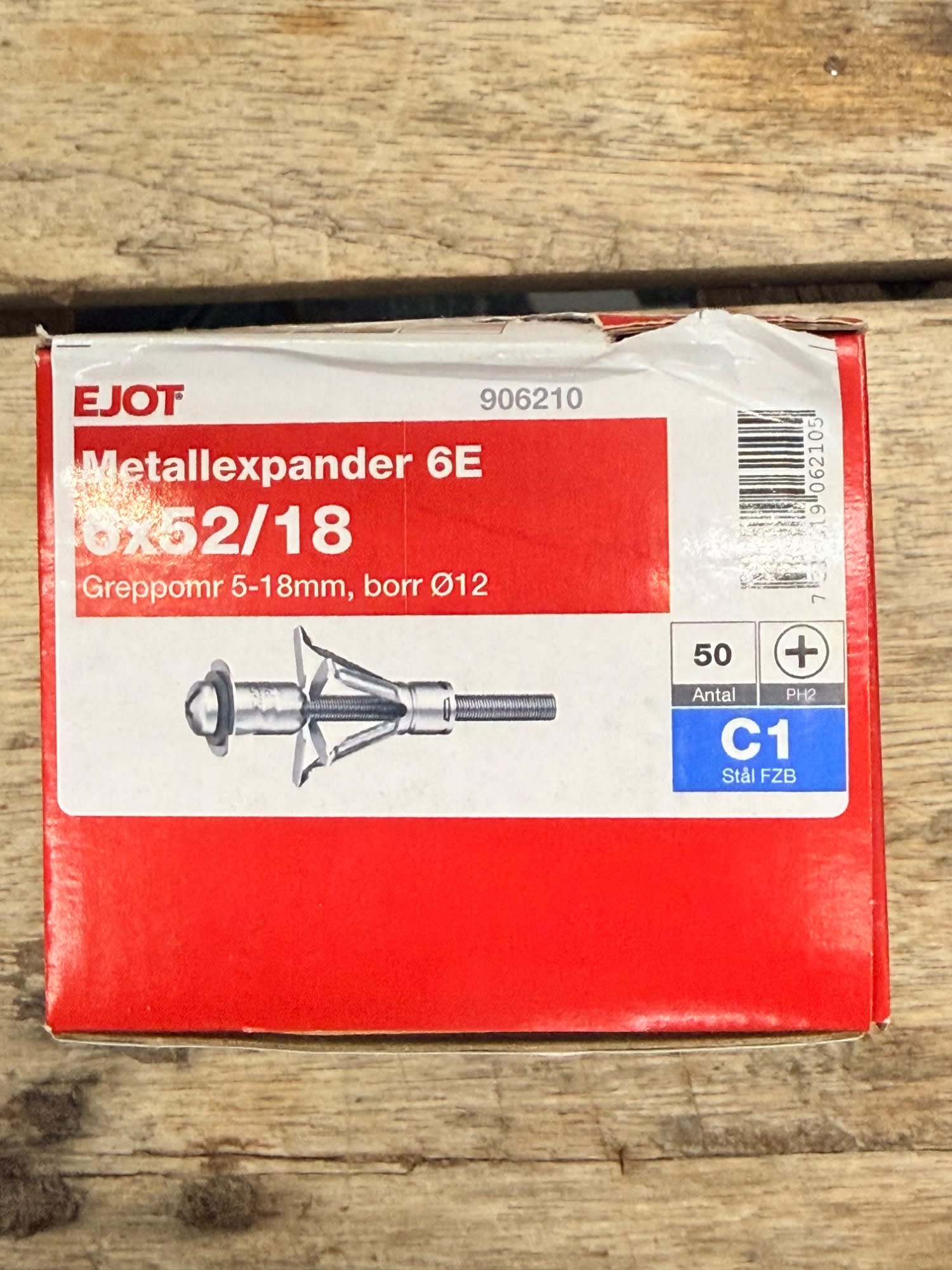 Ejot Metalexpander 6E 6x52/18 Greppomr 5-18mm Borr Diam 12