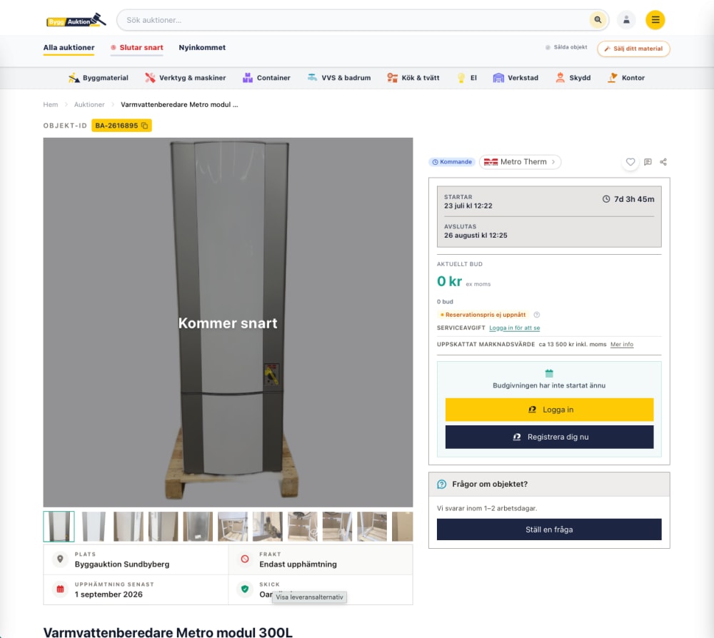 ByggAuktion – en pågående auktion