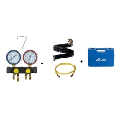 4-vägs Manometerställ 80mm - Komplett med Väska - K5714603