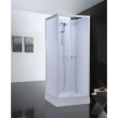 Alterna Basic Duschkabin 80 cm med Dörr - Vit/Frostad, 800x800x2050 mm