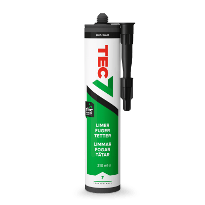 Tec7 Universal lim och fogmassa, svart, 310 ml - Livsmedelsgodkänd, -10°C härdning