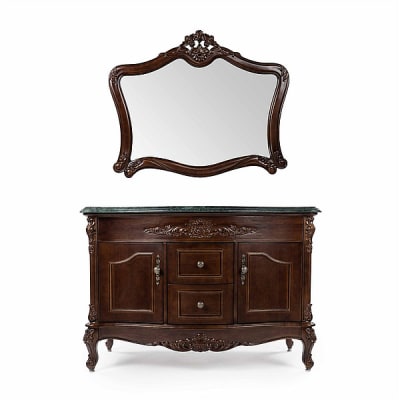 VESANI Ottawa Badrumsspegel 116x92 cm Fransk Stil - Mörkbrun Träram, Klassisk Design - SPEOTTMB