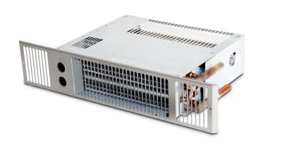 EVECO Fläktkonvektor SpaceSaver 25W 230V för sockelmontage grå rostfri look