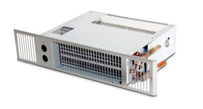 EVECO Fläktkonvektor SpaceSaver 30W för sockelmontage, grå rostfri look