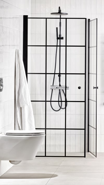 Alterna DUSCHHÖRNA LUSSO BLACK CHESS 90X90 KLARGLAS MED RUTMÖSTER RSK 7333577