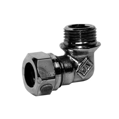 VINKELKOPPLING 15 MM X R10 X 90° KLÄMRING X UTVÄNDIG GÄNGA KROM VATETTE RSK 1947838