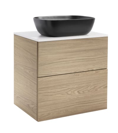 KOMMOD ISELLA 60 EK MED VIT BÄNKSKIVA OCH REKTANGULÄRT SVART MATT TVÄTTSTÄLL 46X33 CM