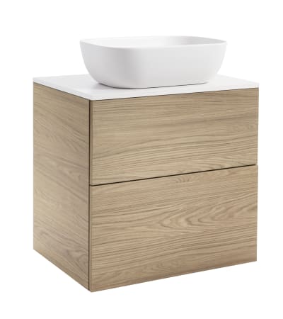 KOMMOD ISELLA 60 EK MED VIT BÄNKSKIVA OCH REKTANGULÄRT VITT MATT TVÄTTSTÄLL 46X33 CM
