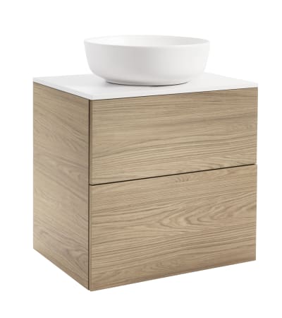 KOMMOD ISELLA 60 EK MED VIT BÄNKSKIVA OCH RUNT VIT MATT TVÄTTSTÄLL 42 CM