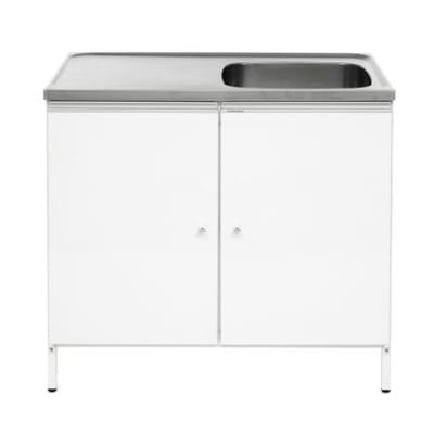 Contura CABL10 H tvättbänk med skåp och trådkorgar, vit/rostfri