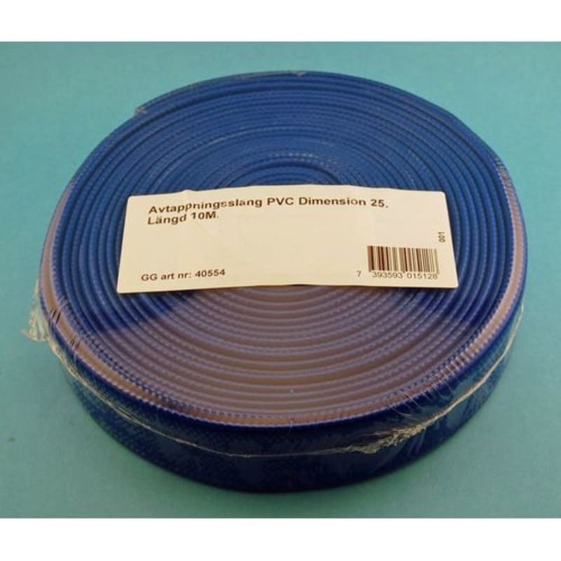 CARAT Avtappningsslang PVC 25MM — framifrån på 10 meters rulle