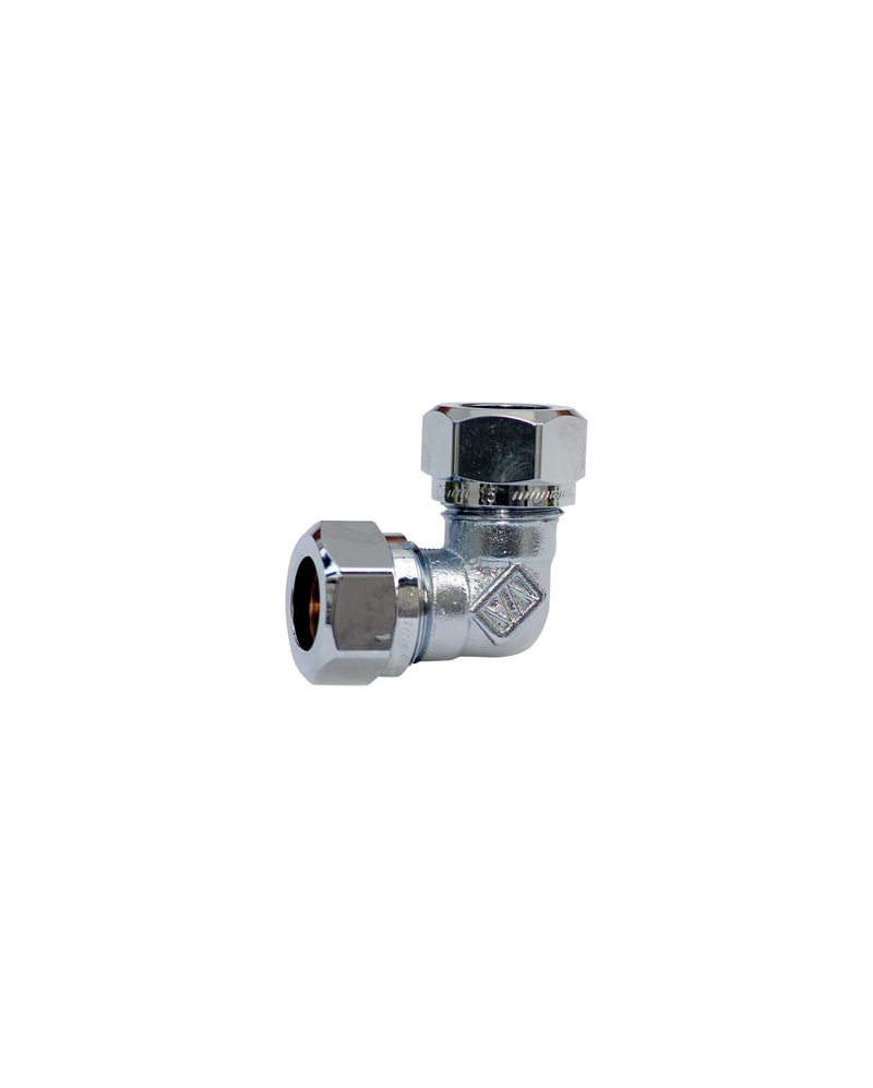 Vatette Vinkelkoppling 22x15mm Mässing - Förkromad - RSK 8505154, RSK 8505154