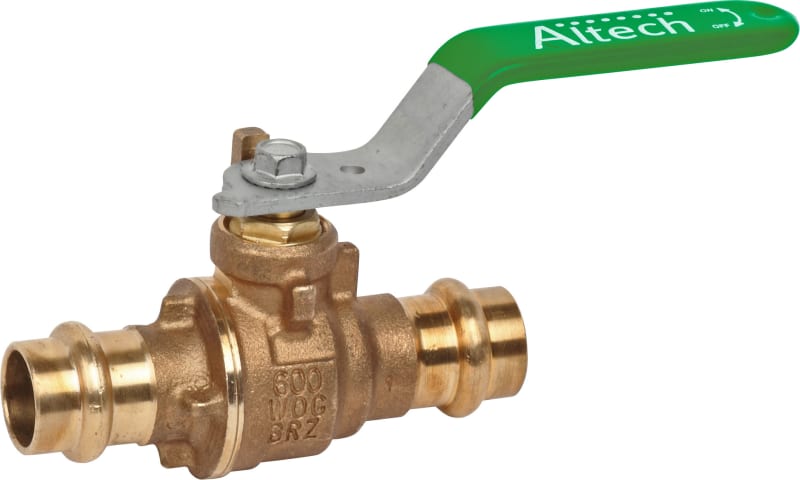 Altech AL5020 kulventil mässing — framifrån med presskoppling, RSK 4510167
