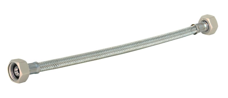 Beulco Anslutningsslang G15 Rak 300mm — framifrån med rostfri omflätning