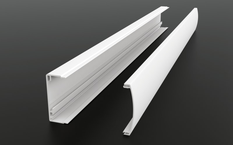 PS Products PVC-Rörinneslutning — framifrån vit 3000x100x50mm