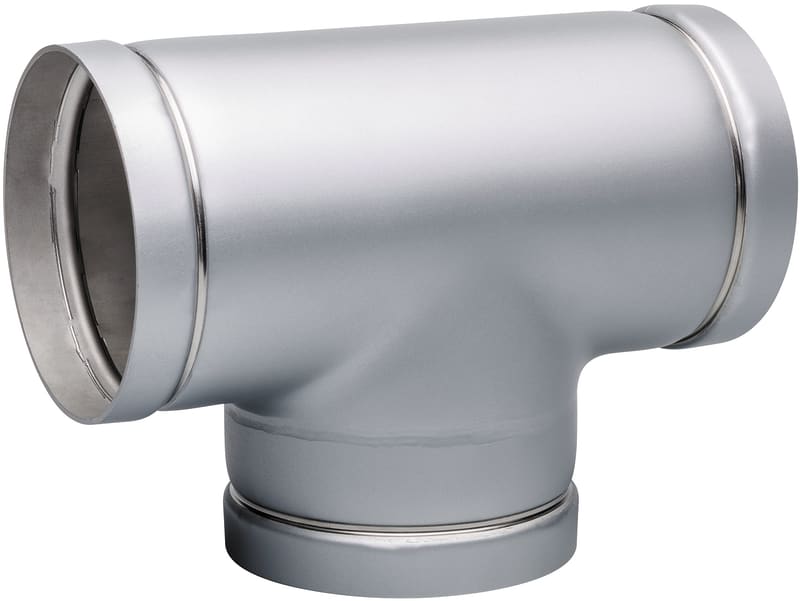 Victaulic T-rör 168,3 mm AISI 316 — framifrån med rillad anslutning