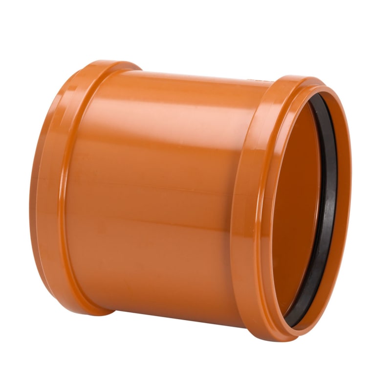 Uponor Infra skjutmuff 315mm — rödbrun PVC-muff för utomhusavlopp framifrån, RSK 2355352