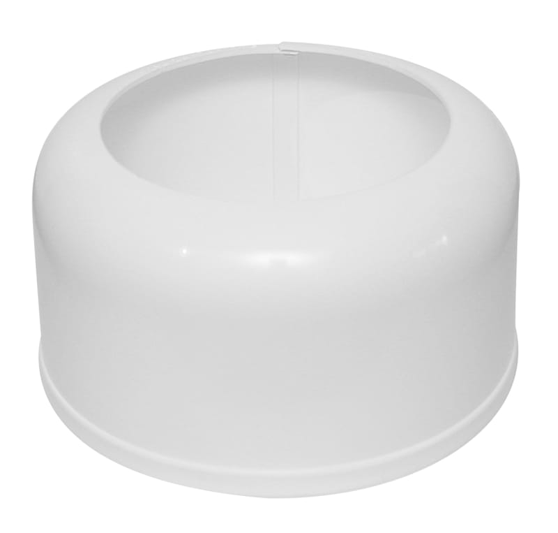 Purus Golvhuv 150mm — vit PP-plast delbar WC-huv framifrån