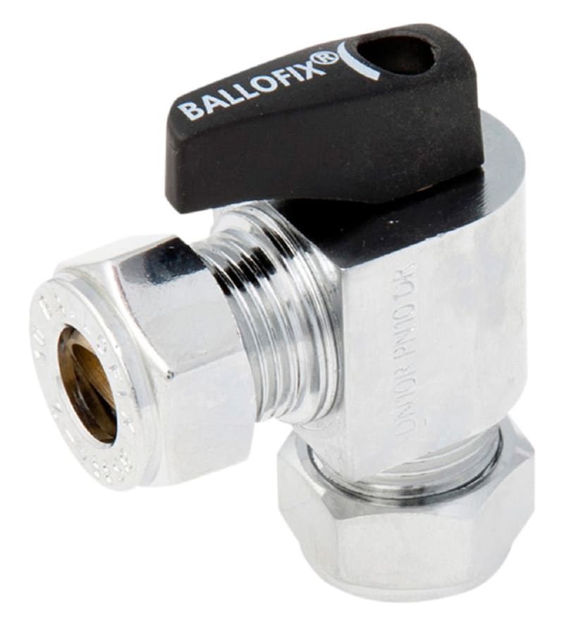 Ballofix® Minikulventil 15x10 Vinkel - Förkromad Mässing - RSK 8540587, RSK 8540587