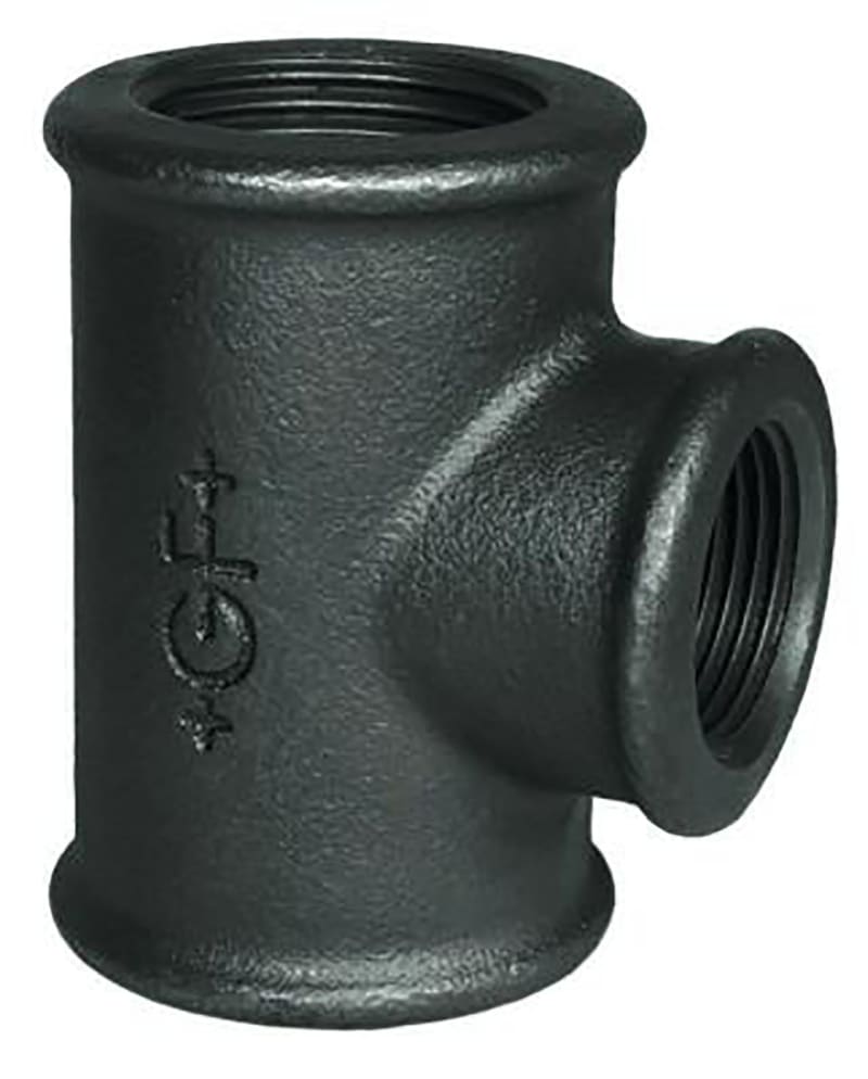 GF Aducerat T-rör 50x32x40 mm svart stål framifrån, RSK 1281732