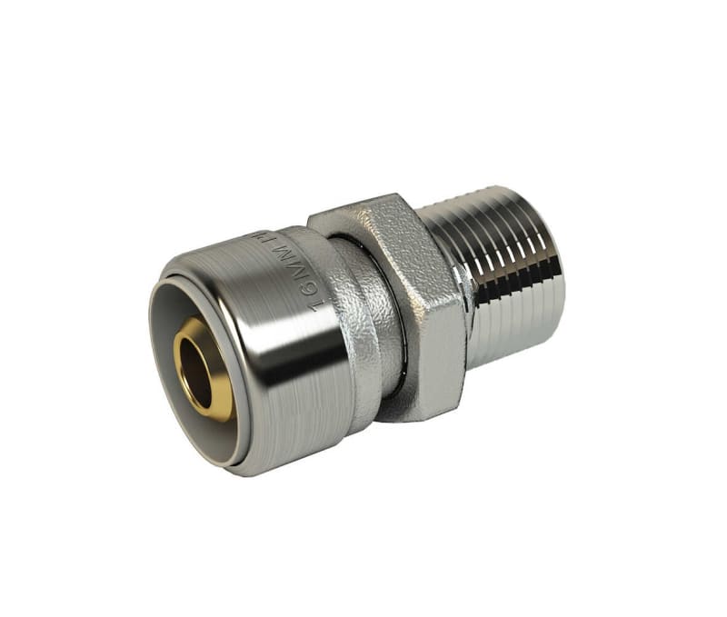 LK PushFit Rak Mässingskoppling AX20 x R20 - Förnicklad - RSK 1882456, RSK 1882456