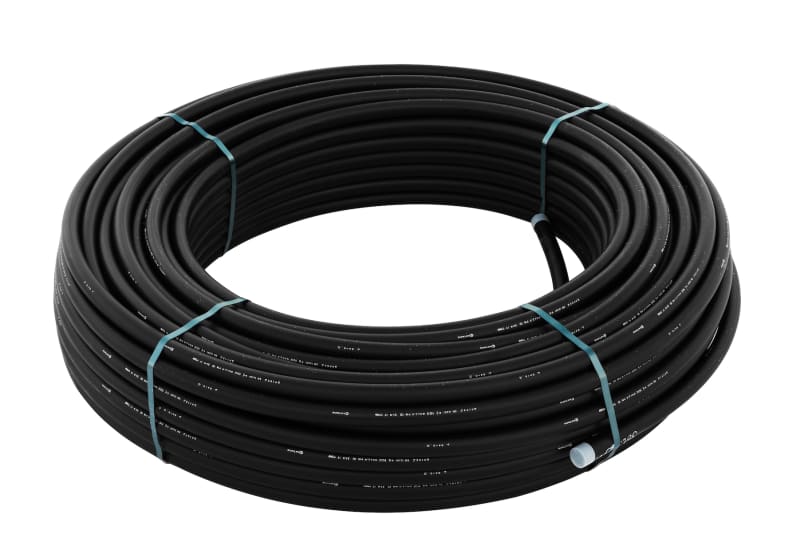 Extena PE-rör — svart/blå flexibel dricksvattensslang 90mm PN16 framifrån