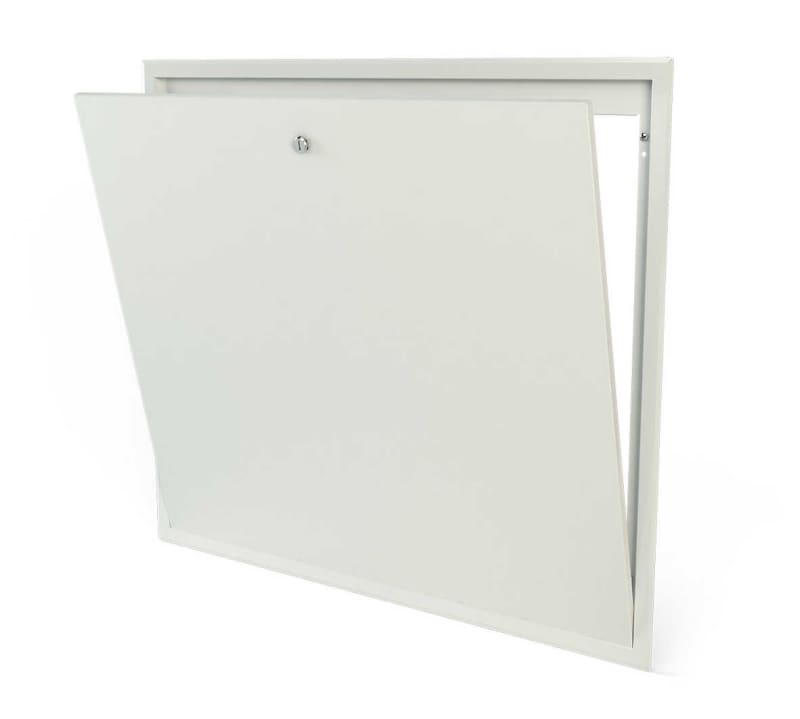 LK Ram/lucka vägginbyggd — framifrån 840x740mm vit stålplåt