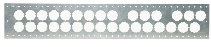 Vatette fixturplåt 150/40/160 c-c med bockad kant — framifrån