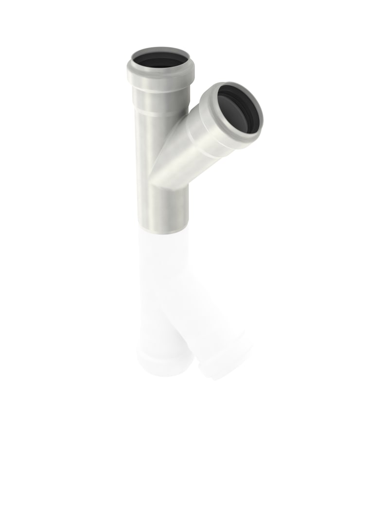 ACO Grenrör 200x45° rostfritt stål — framifrån