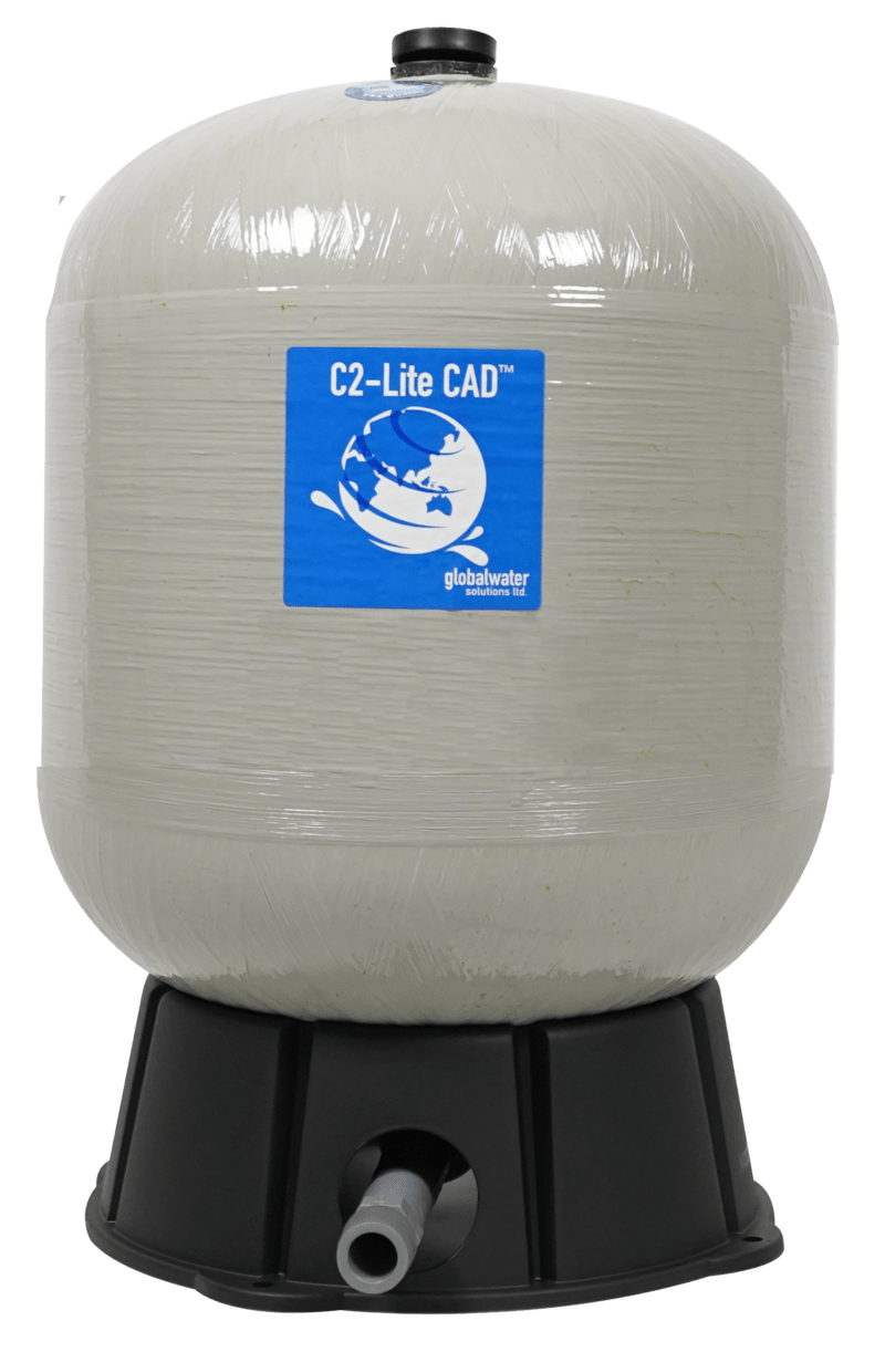 Debe Flow Group hydropress C2-Lite 60L membranhydrofor i grå glasfiber framifrån