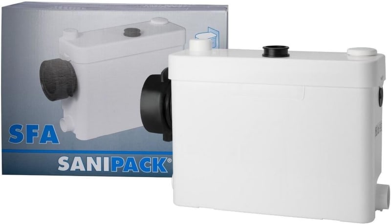 SANIPACK WC-PUMP VÄGGHÄNGD WC 400 W max 4 m lyfthöjd 22-32 mm röranslutning bild 1