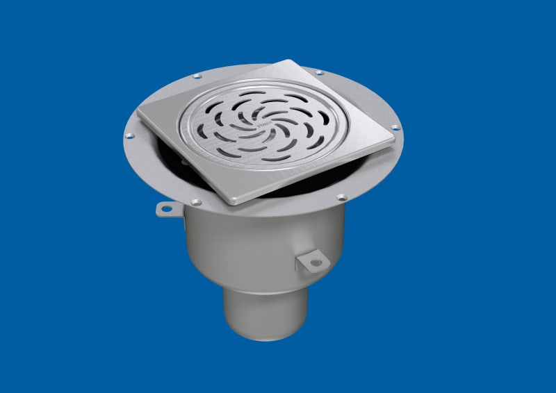 FURO golvbrunn rostfri Ø132 mm — framifrån