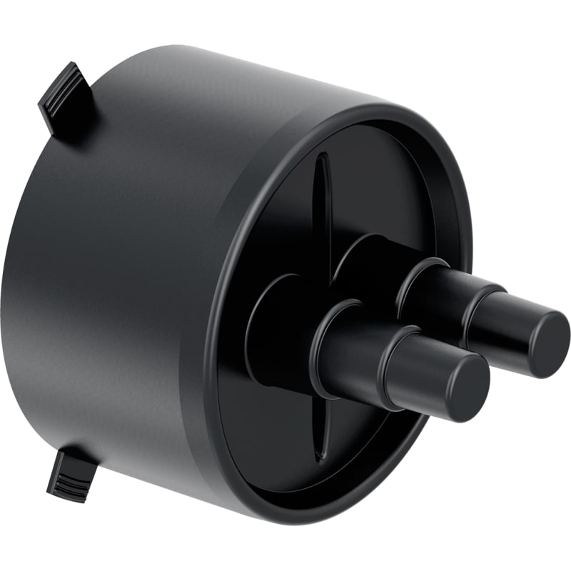 Uponor Ecoflex ändskydd — svart gummiändstycke med rostfri slangklämma framifrån
